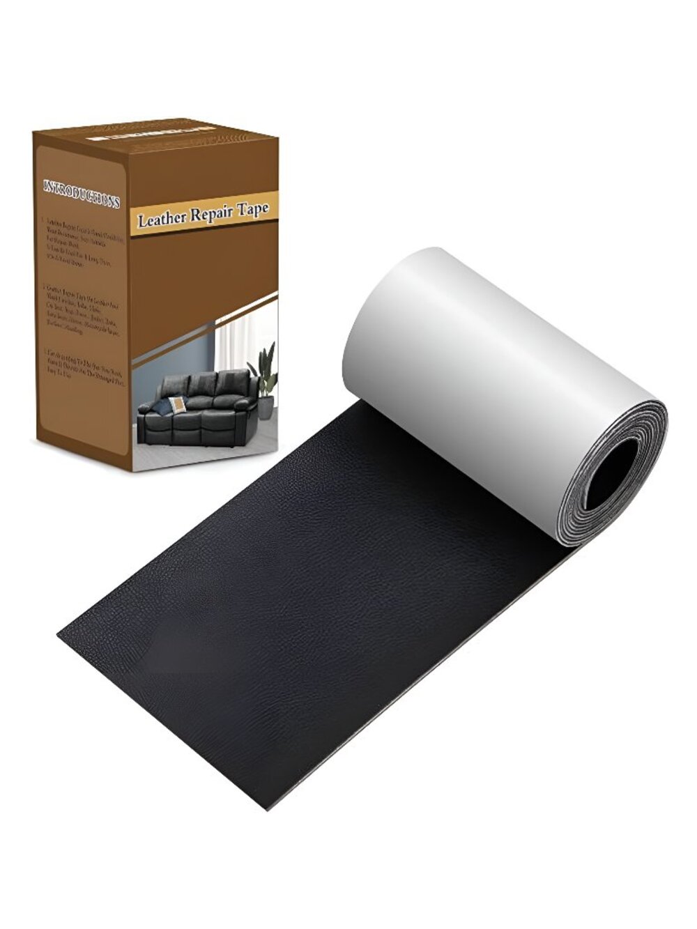 Leather Tape 3X60 " Self-Adhesive Leather Repair Patch for Sofa, Couch(Black)